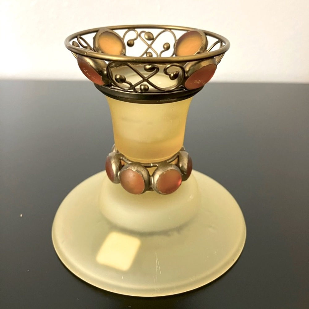 Partylite Retro Amber Frost Glass Candleholder